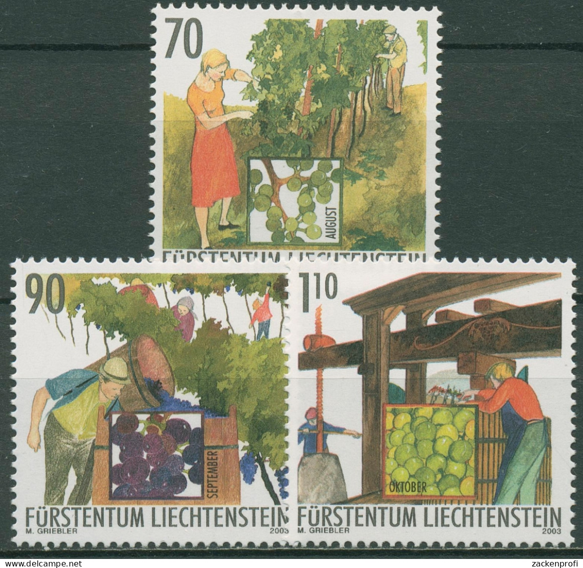 Liechtenstein 2003 Jahr Des Winzers Winzerarbeit Im Herbst 1322/24 Postfrisch - Nuevos