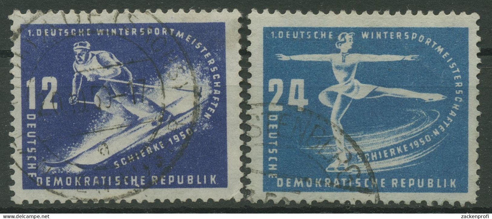 DDR 1950 1. Wintersportmeisterschaften 246/47 Gestempelt, Zahnfehler (R19573) - Gebruikt