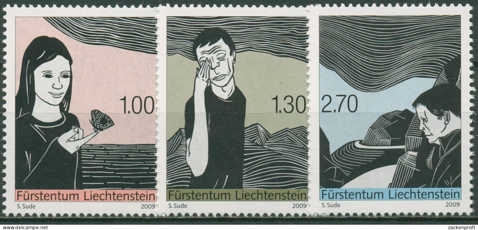 Liechtenstein 2009 Kunstdruck Linolschnitt 1509/11 Postfrisch - Unused Stamps