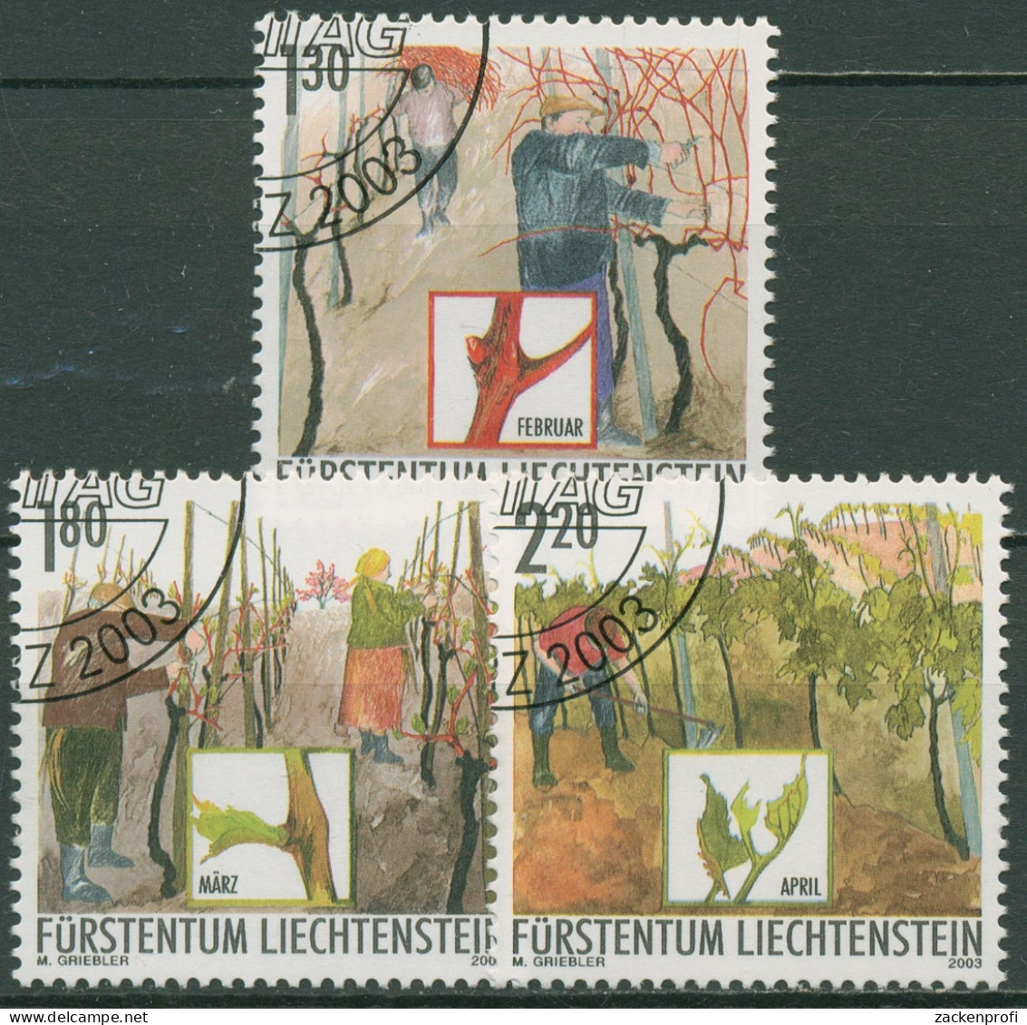 Liechtenstein 2003 Jahr Des Winzers Winzerarbeit Im Frühjahr 1311/13 Gestempelt - Used Stamps