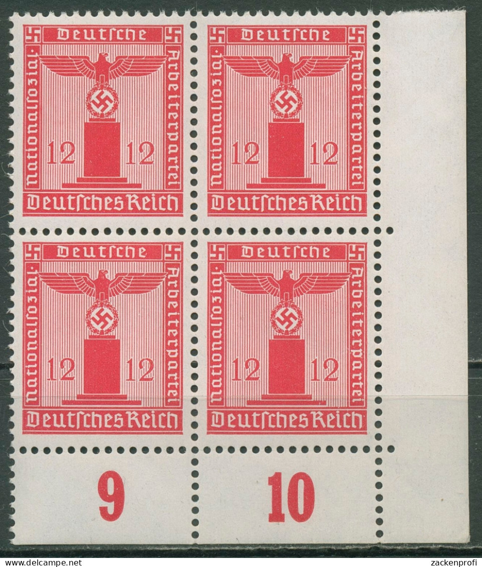 Deutsches Reich Dienst 1942/44 4er-Block D 161 P UR Ecke 4 Postfrisch - Oficial