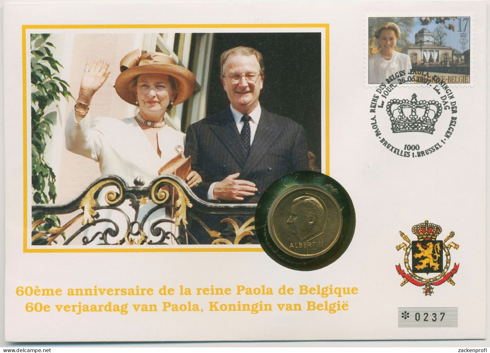 Belgien 1997 Königin Paola Numisbrief 20 Francs (N74) - 20 Francs