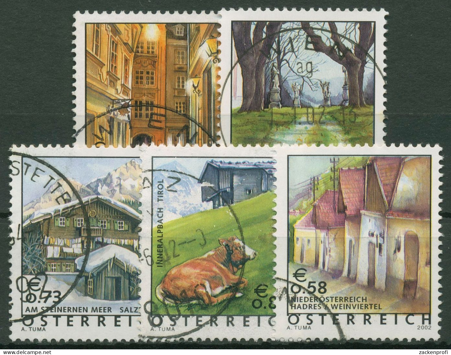 Österreich 2002 Ferienland Sehenswürdigkeiten Bauwerke 2363/67 Gestempelt - Oblitérés