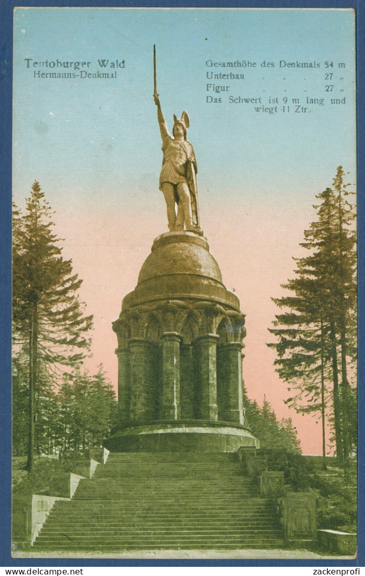 Teutoburger Wald Hermanns-Denkmal, Gelaufen 1917 Als Feldpost (AK3346) - Detmold