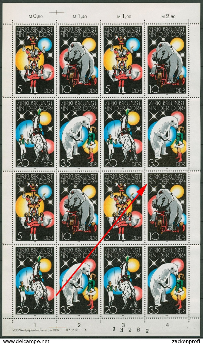 DDR 1978 Zirkuskunst 2364/67 ZD-Bogen FN 1, 2365 PF I Postfrisch (C19588) - Altri & Non Classificati