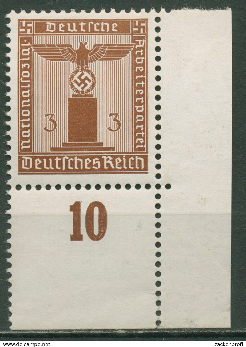 Dt. Reich Dienst 1942/44 Waag. Gummiriffelung D 156 Y P UR Ecke 4 Postfrisch - Dienstzegels