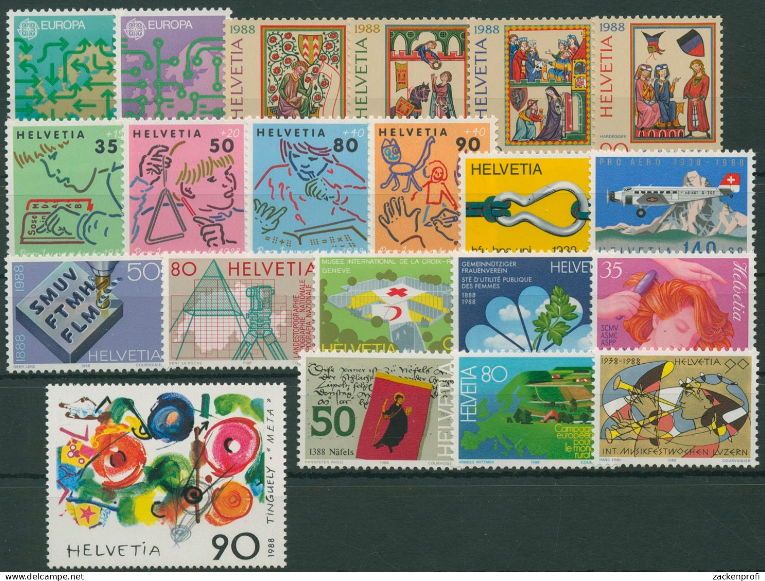 Schweiz Jahrgang 1988 Komplett Postfrisch (G96416) - Unused Stamps