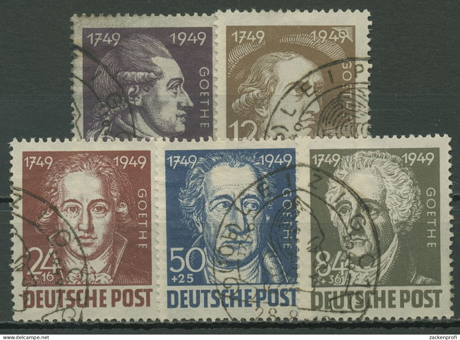 SBZ Allg. Ausgabe 1948 200. Geb. Joh. Wolfgang Von Goethe 234/38 Sonderstempel - Autres & Non Classés