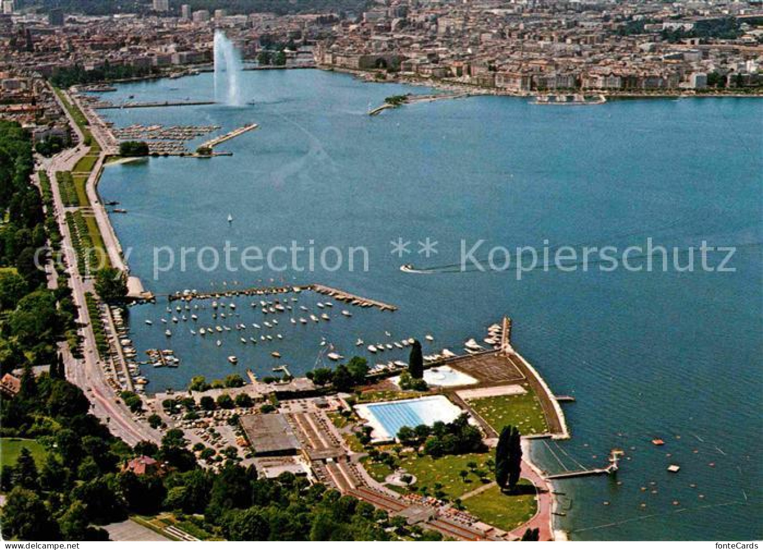 12891984 Geneve GE Fliegeraufnahme See Hafen Fontaene Geneve - Other & Unclassified