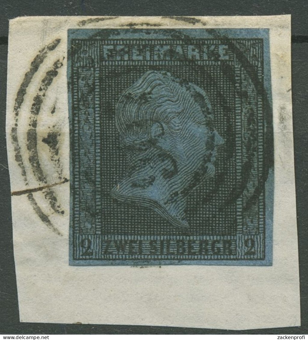 Preußen 1850 Friedrich Wilh. IV. 2 Sgr, 3 Gestempelt, Briefstück - Usados