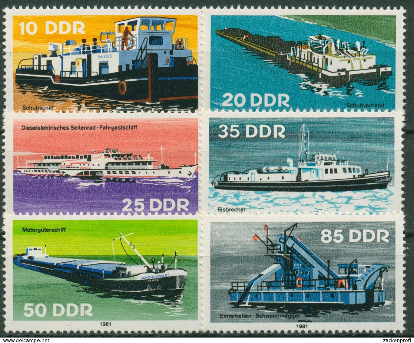 DDR 1981 Schiffe Binnenschiffe 2651/56 Postfrisch - Neufs