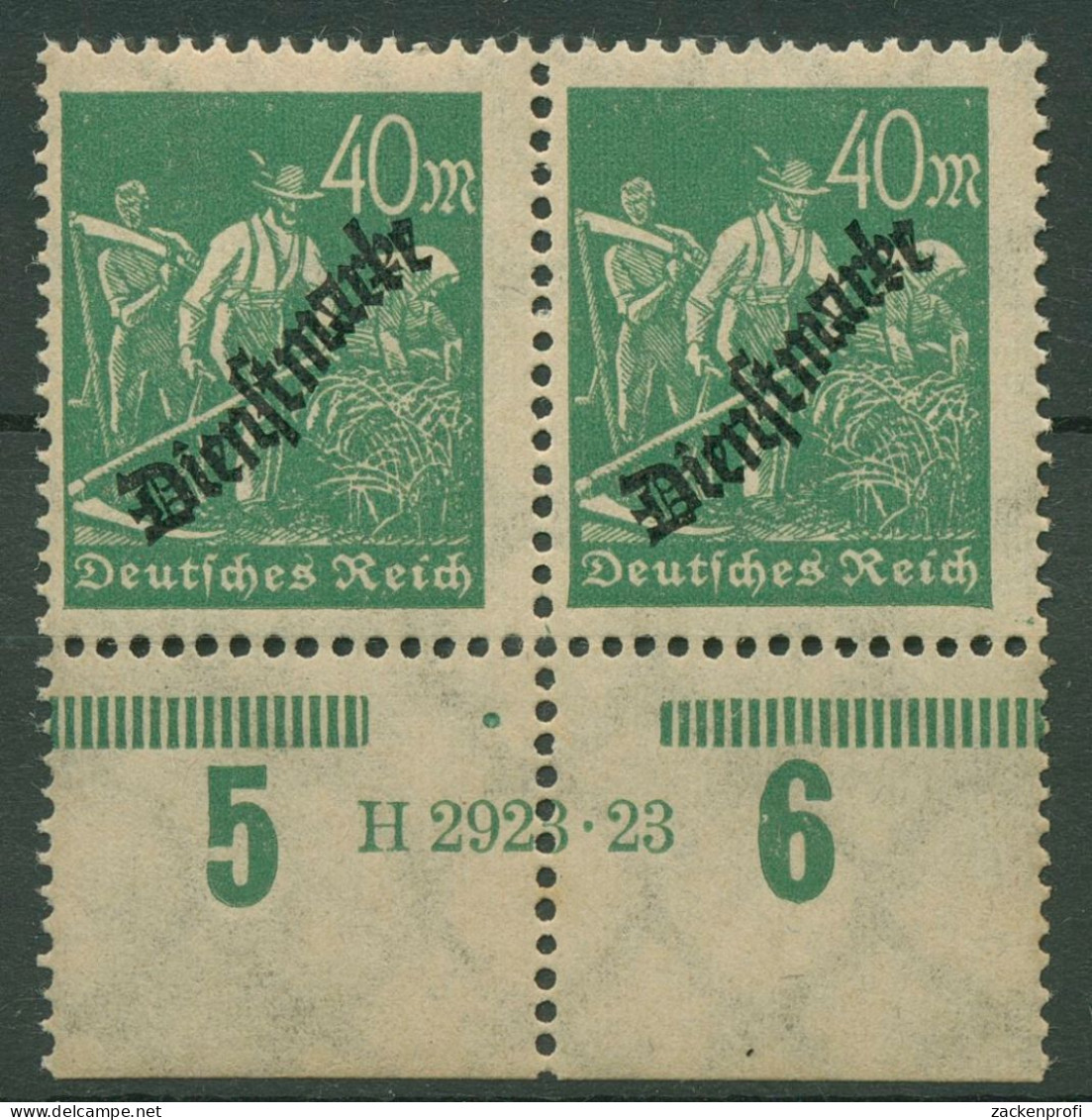 Deutsches Reich Dienstmarke 1923 Hausauftrags-Nr. D 77 A HAN 2923.23 Postfrisch - Oficial