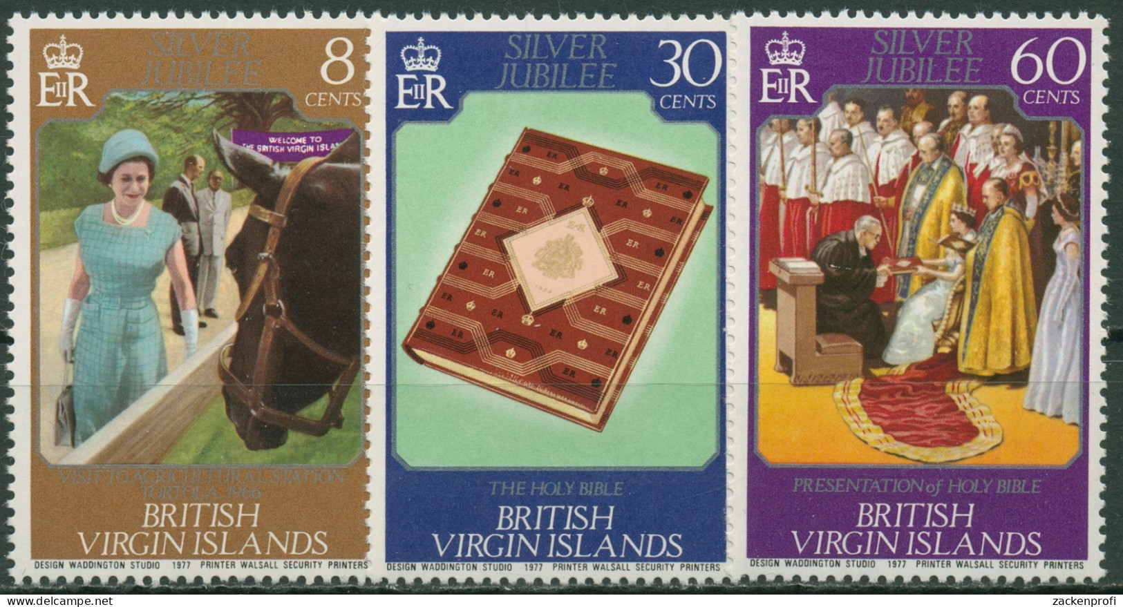 Britische Jungferninseln 1977 25 Jahre Königin Elisabeth II. 317/19 Postfrisch - Iles Vièrges Britanniques