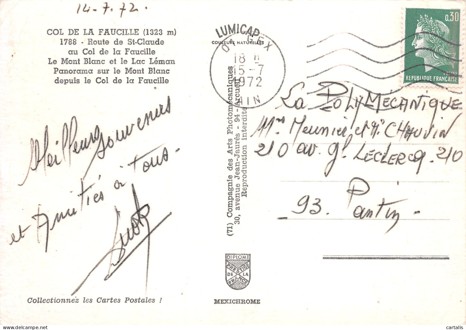 01-COL DE LA FAUCILLE-N°3776-D/0387 - Non Classés