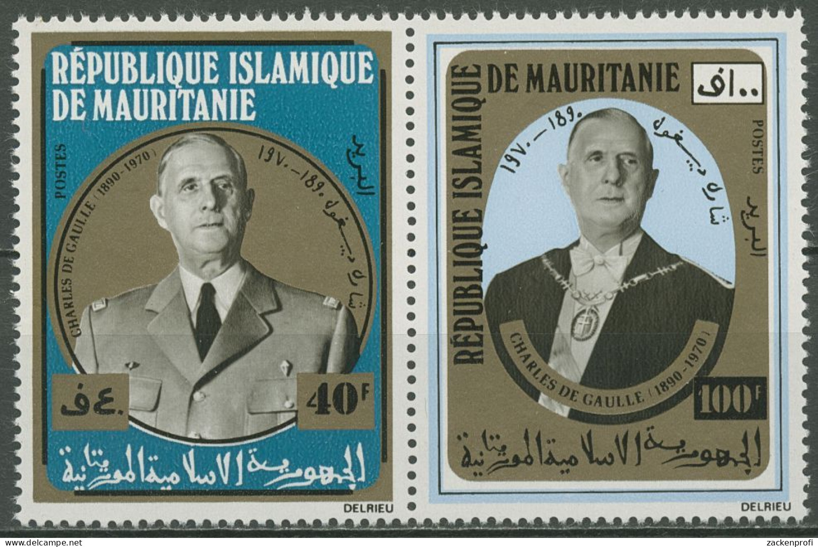 Mauretanien 1971 Tod Von Charles De Gaulle Politiker 419/20 ZD Postfrisch - Mauritanië (1960-...)