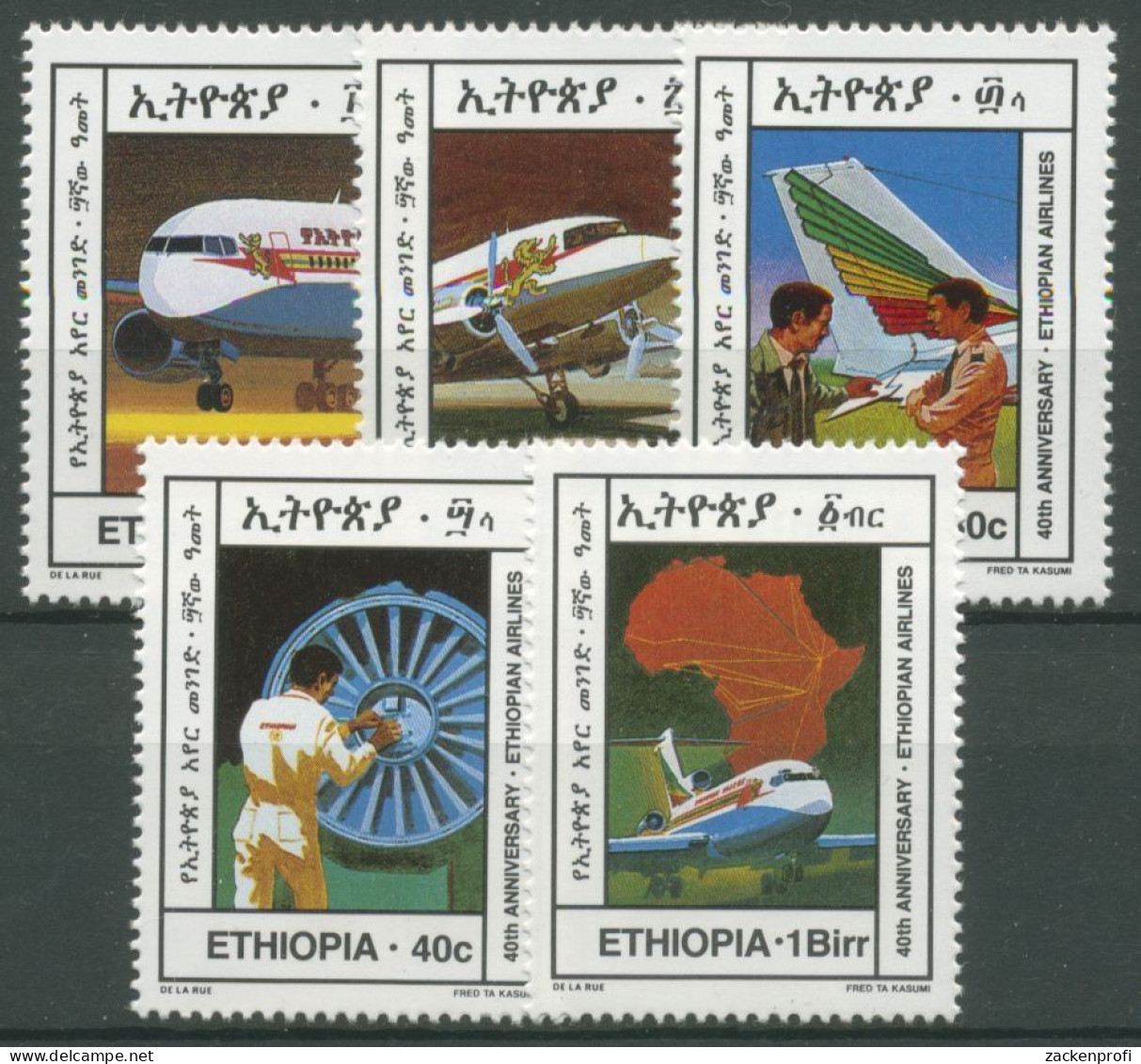 Äthiopien 1986 40 Jahre Luftfahrtgesellschaft Flugzeuge 1244/48 Postfrisch - Ethiopie