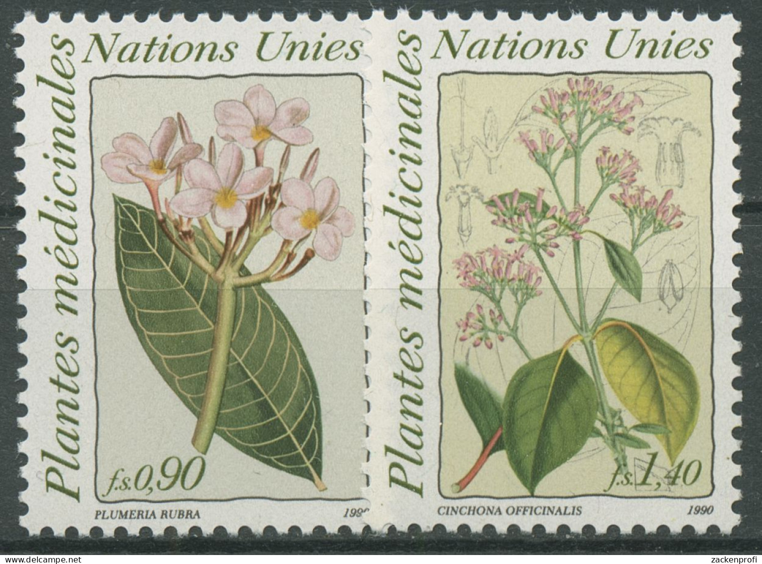 UNO Genf 1990 Pflanzen Heilpflanzen Frangipani Chinarinde 186/87 Postfrisch - Nuevos