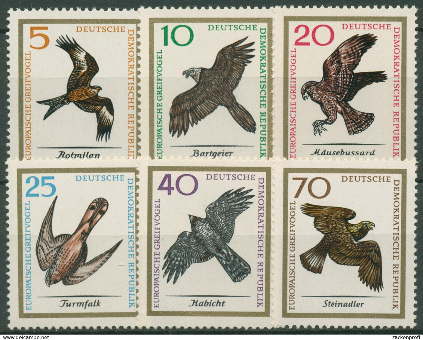 DDR 1965 Tiere Vögel Greifvögel 1147/52 Postfrisch - Neufs