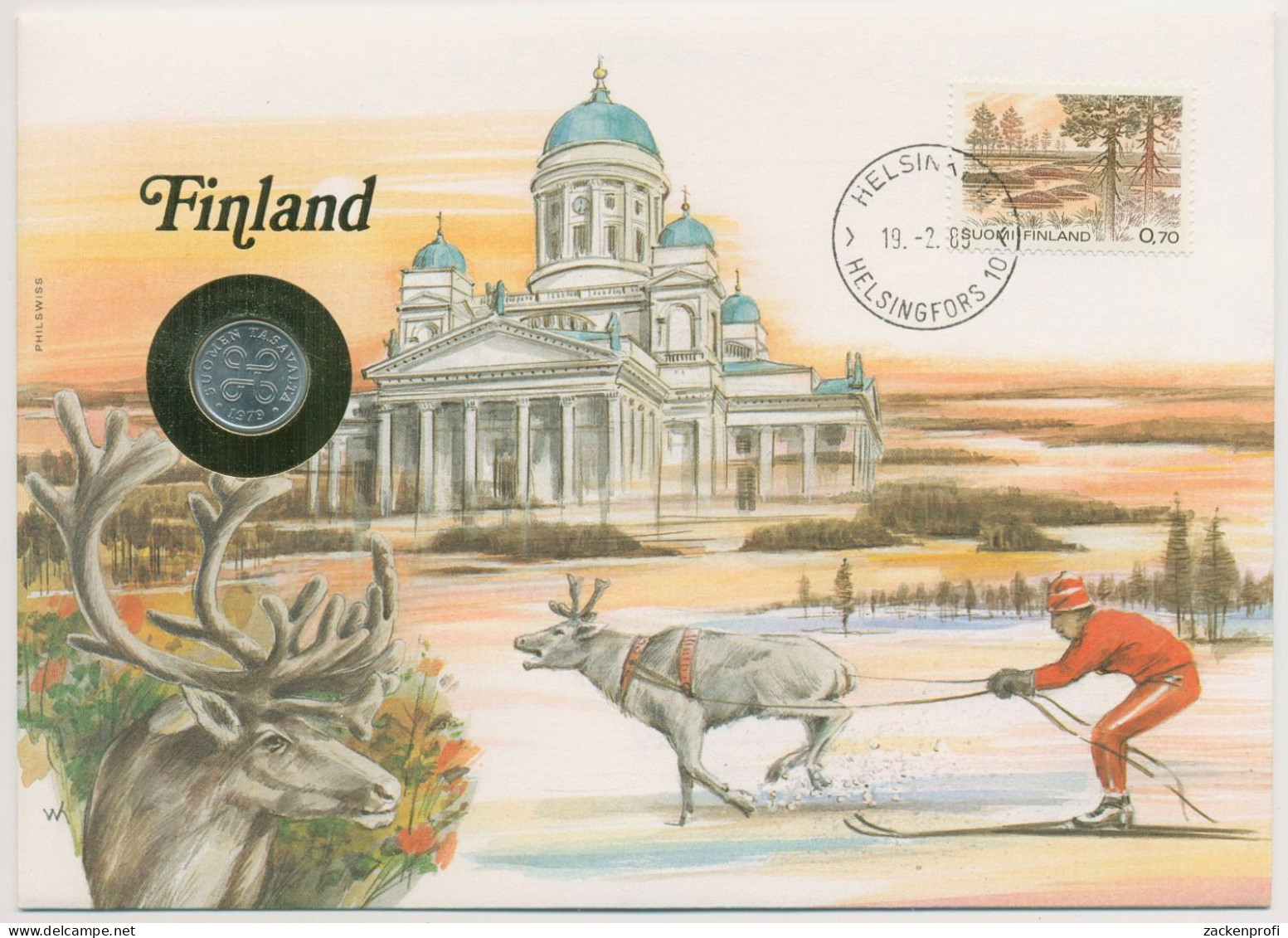 Finnland 1988 Rentiere Dom Zu Helsinki Numisbrief 1 Penni (N102) - Finland