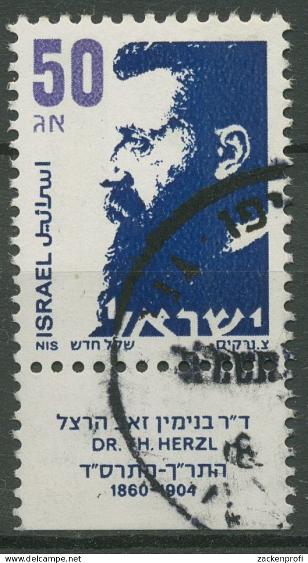 Israel 1986 Theodor Herzel 1023 Y Mit Tab 2 Phosphorstreifen Gestempelt - Oblitérés (avec Tabs)