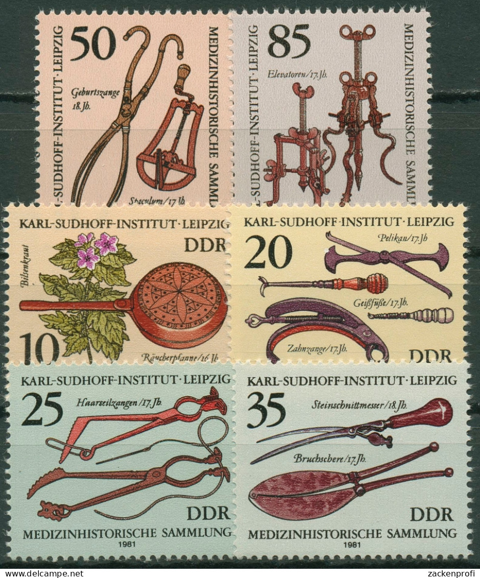 DDR 1981 Historische Medizinische Geräte Sudhoff-Institut 2640/45 Postfrisch - Unused Stamps