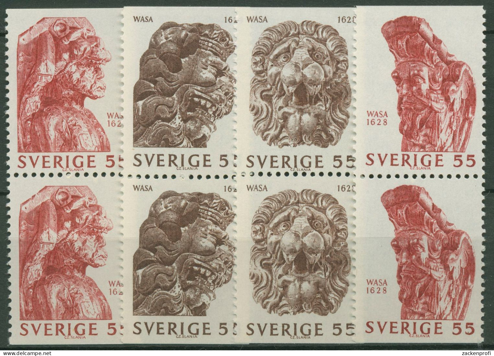 Schweden 1969 Kriegsschiff Wasa 644/45+647/48 Do/Du Paare Postfrisch - Unused Stamps