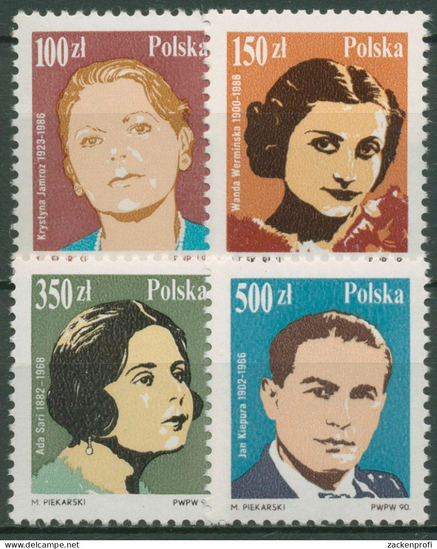 Polen 1990 Sängerinnen & Sänger 3254/57 Postfrisch - Unused Stamps