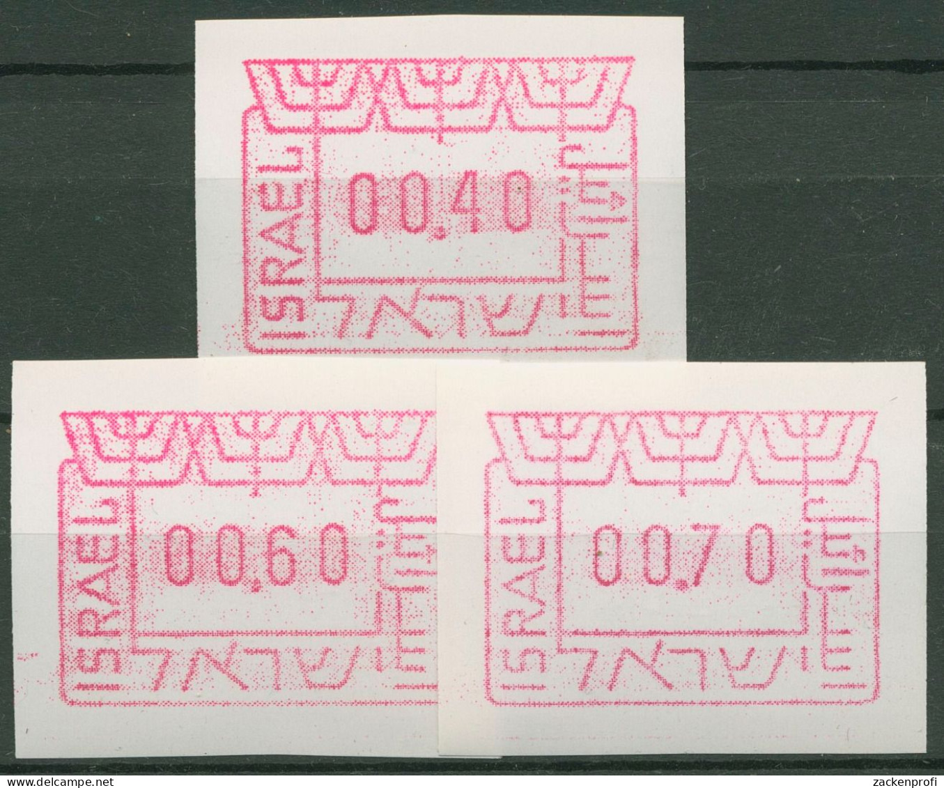 Israel ATM 1988 Automatenmarken Satz 3 Werte, ATM 1 D S1 Postfrisch - Viñetas De Franqueo (Frama)