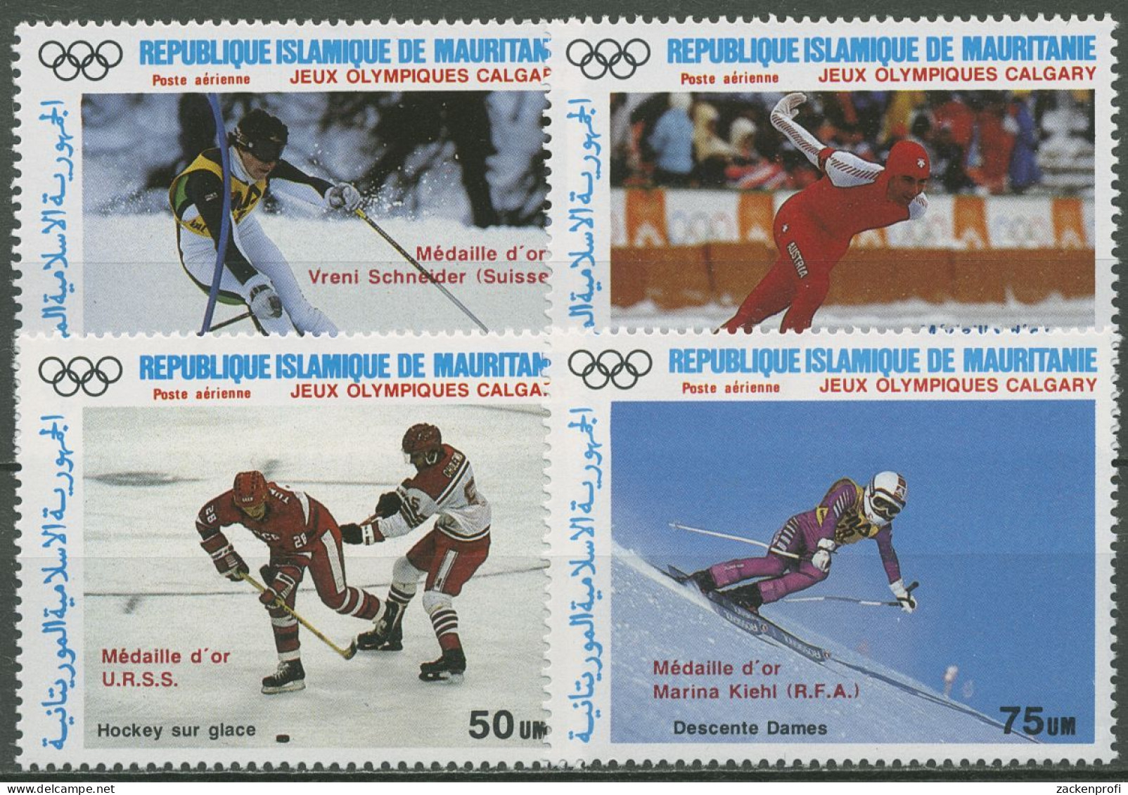 Mauretanien 1988 Goldmedaillen Olympische Winterspiele Calgary 931/34 Postfrisch - Mauretanien (1960-...)