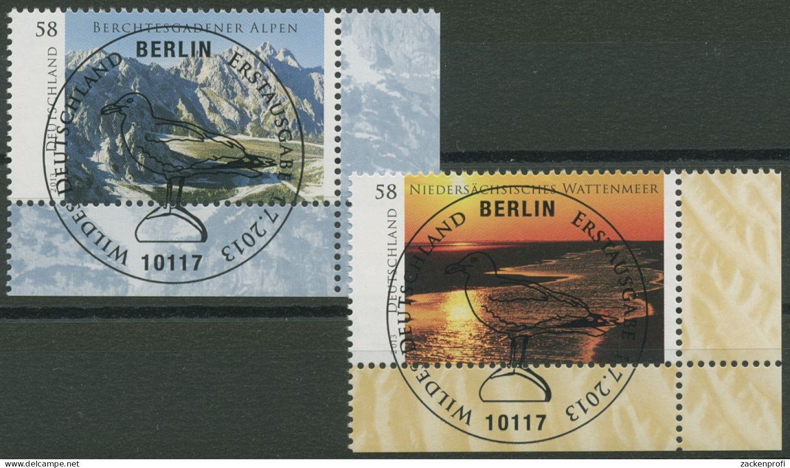 Bund 2013 Wildes Deutschland Gebirge Watt 3017/18 Ecke 4 TOP-ESST Berlin (E3989) - Usados