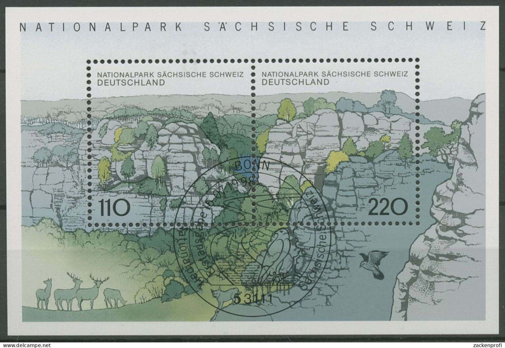 Bund 1998 Sächsische Schweiz Block 44 ESST Bonn Gestempelt (C98769) - Autres & Non Classés