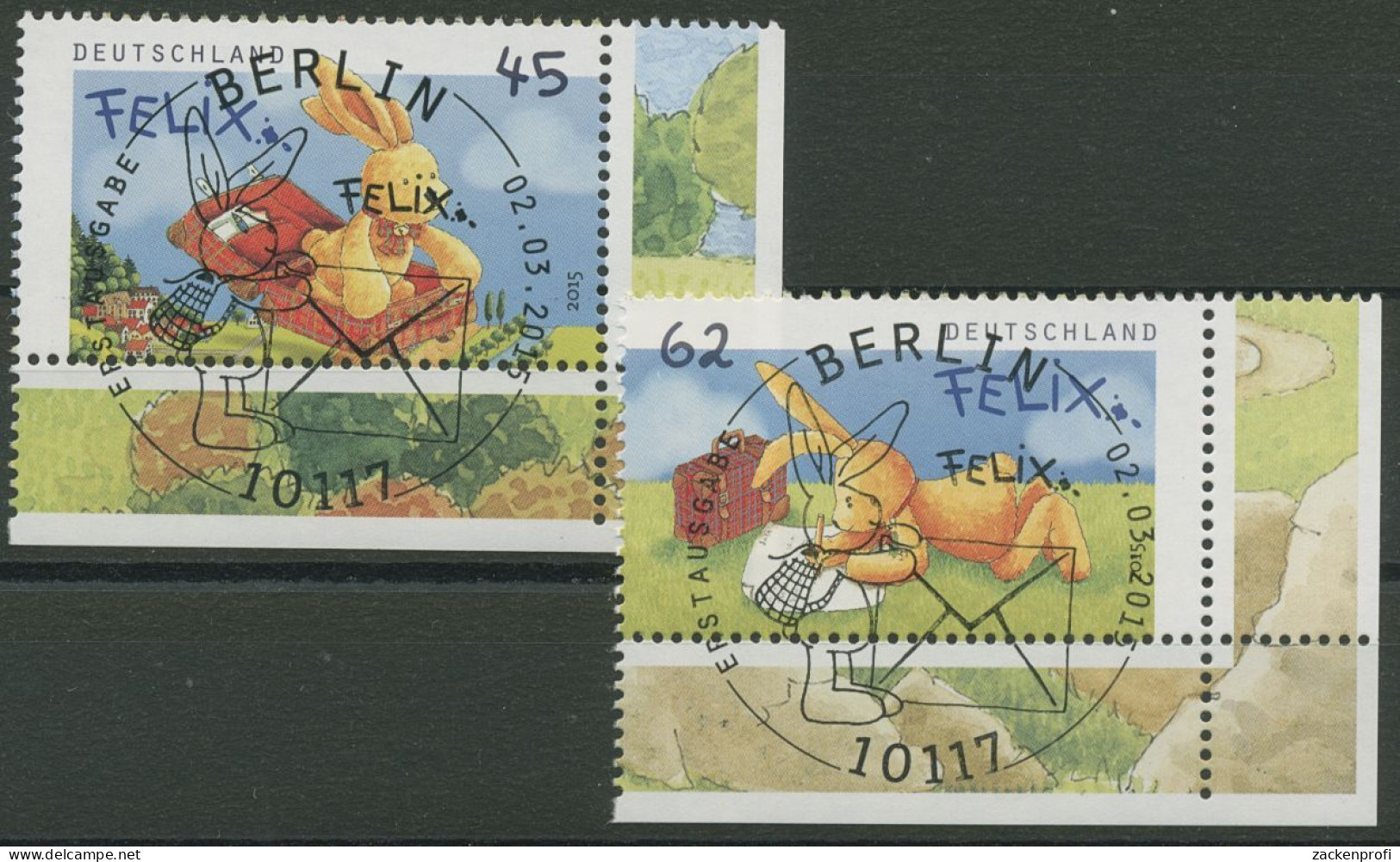 Bund 2015 Felix Der Hase 3140/41 Ecke 4 Mit TOP-ESST Berlin (E4007) - Oblitérés