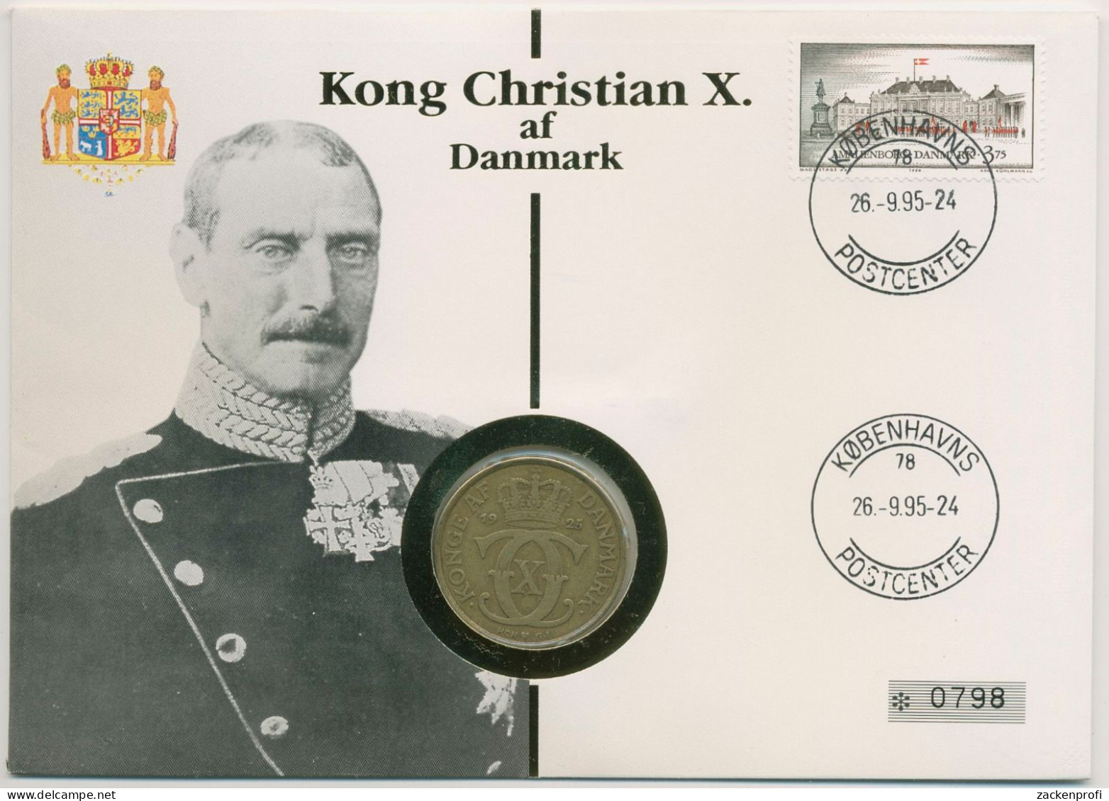 Dänemark 1995 König Christian X. Numisbrief 2 Kronen (N83) - Denmark