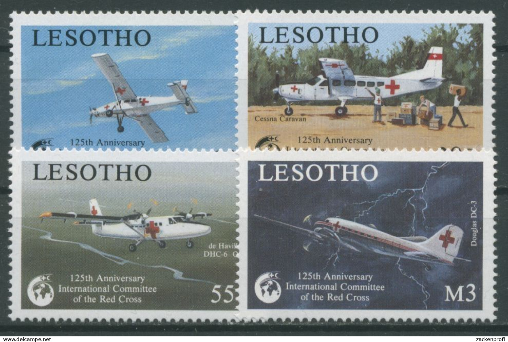 Lesotho 1989 Int. Komitee Des Roten Kreuzes Flugzeuge 752/55 Postfrisch - Lesotho (1966-...)