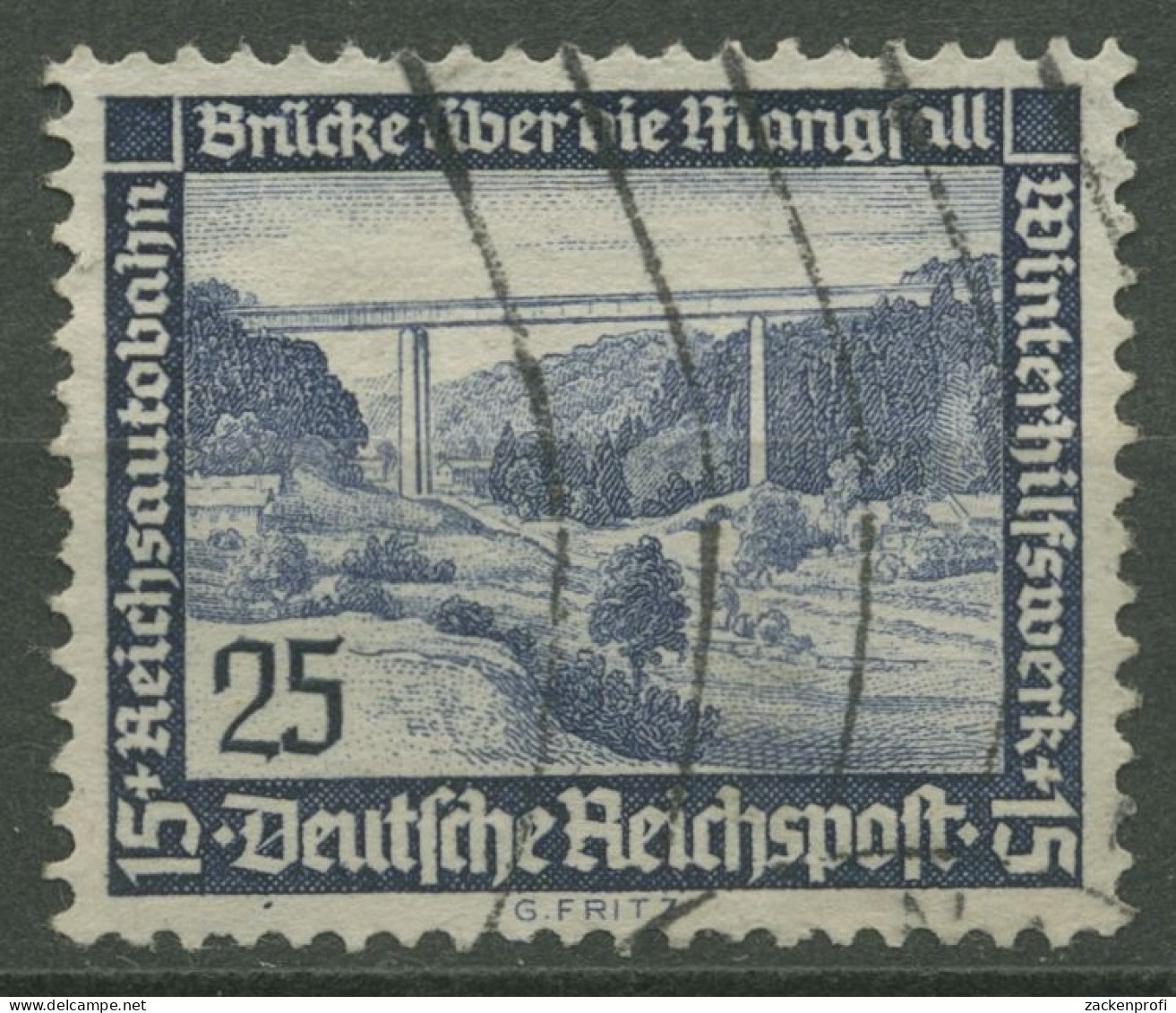 Dt. Reich 1936 WHW Moderne Bauten 641 Y Mit Wellenstempel (R80692) - Oblitérés