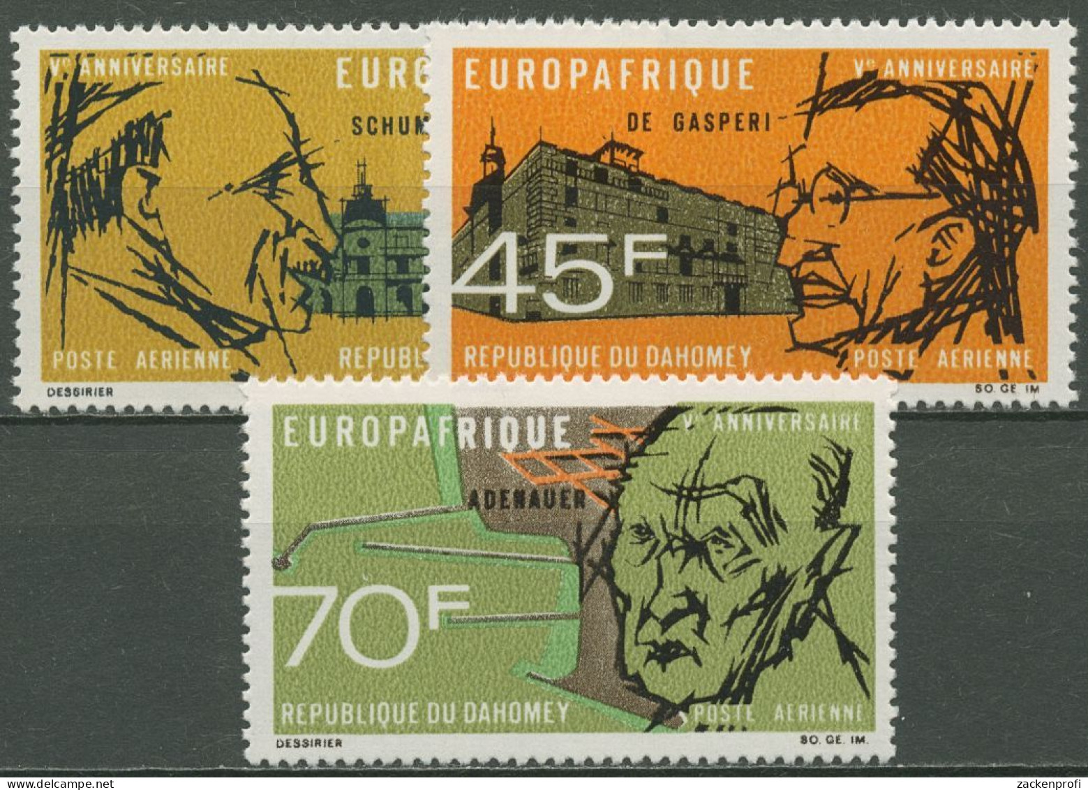 Dahomey 1968 EUROPAFRIQUE Politiker Adenauer De Gasperi 349/51 Postfrisch - Benin - Dahomey (1960-...)