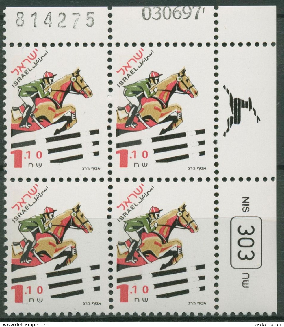 Israel 1997 Sport Reiten 1414 P-streifen Links Plattenblock Postfrisch (C62043) - Neufs (sans Tabs)