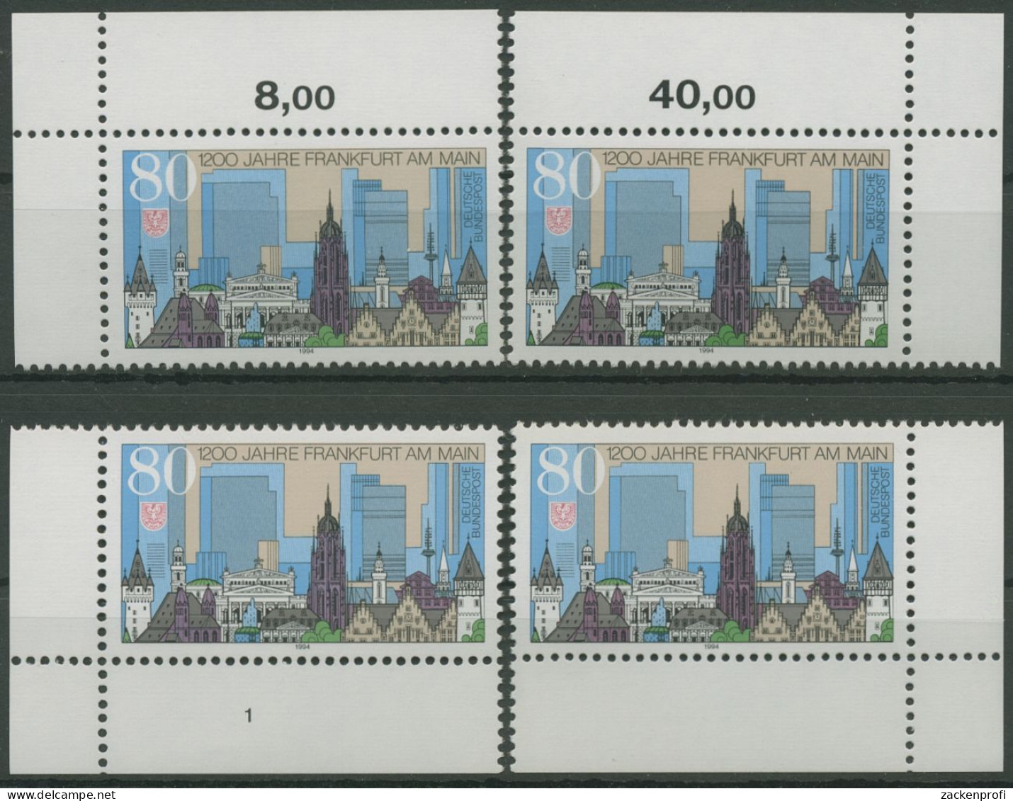 Bund 1994 Frankfurt Am Main Stadtbild 1721 Alle 4 Ecken Postfrisch (E2228) - Nuevos