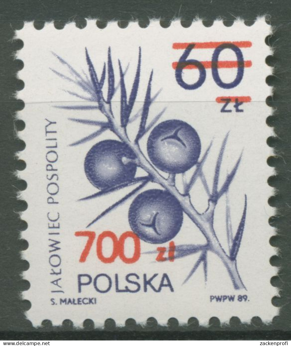 Polen 1990 Heilpflanzen Wacholder MiNr. 3215 Mit Aufdruck 3269 Postfrisch - Neufs