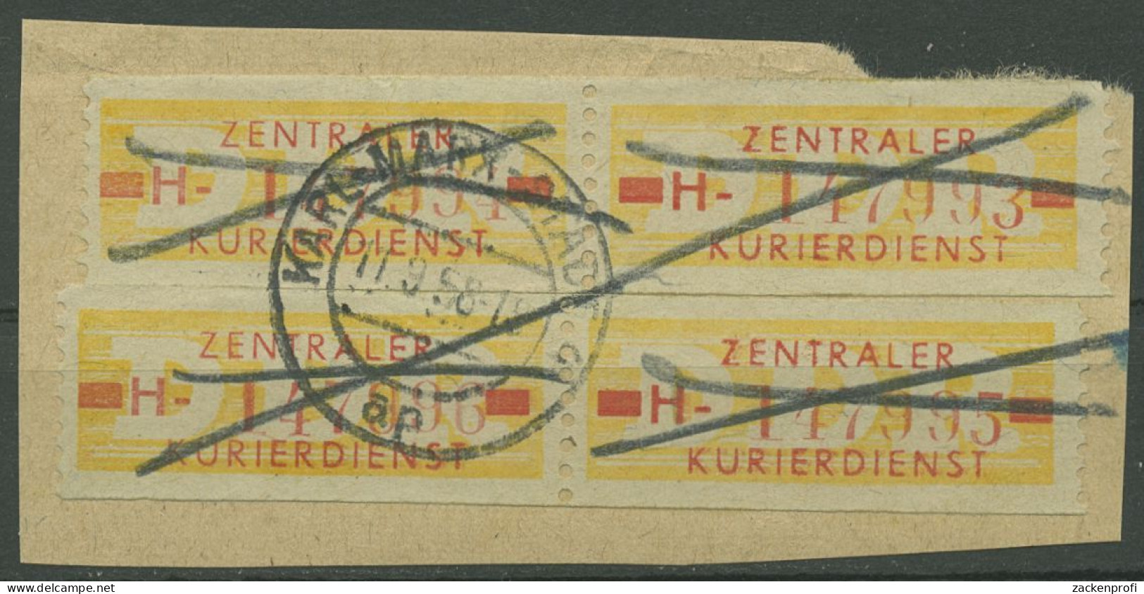 DDR 1958 Wertstreifen Für Den ZKD 18 I H, 2 Paare Gestempelt Briefstück - Autres & Non Classés