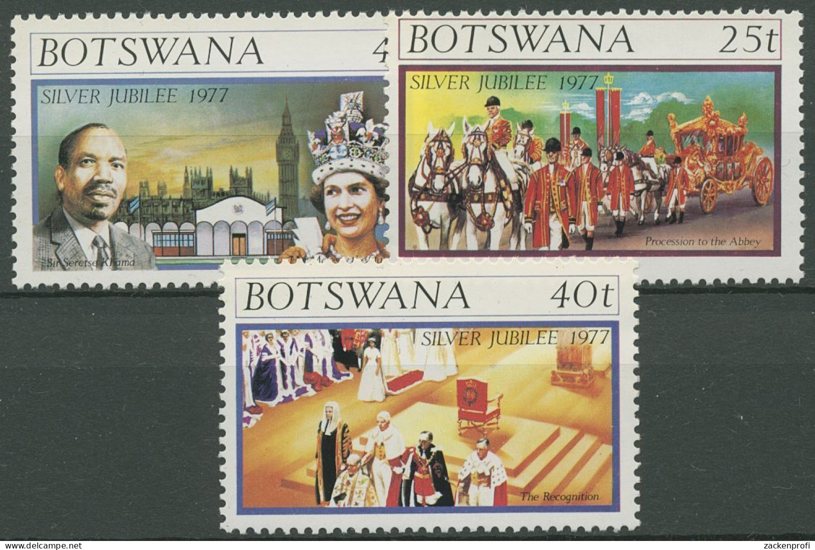 Botswana 1977 25 J. Thronjubiläum Königin Elisabeth II. 179/81 Postfrisch - Botswana (1966-...)