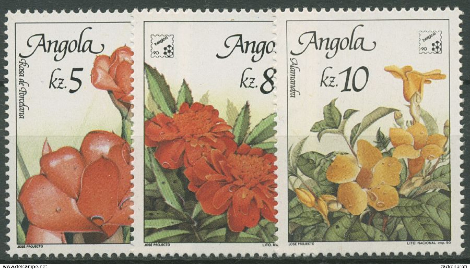 Angola 1990 BELGICA'90 Blumen 803/05 Postfrisch - Angola