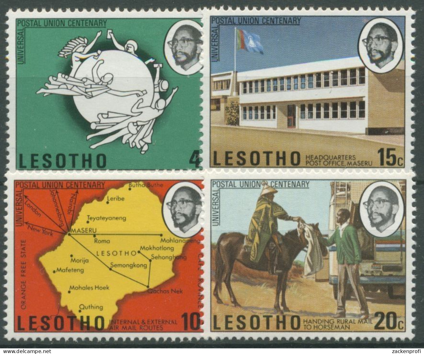 Lesotho 1974 100 Jahre Weltpostverein UPU 166/69 Postfrisch - Lesotho (1966-...)