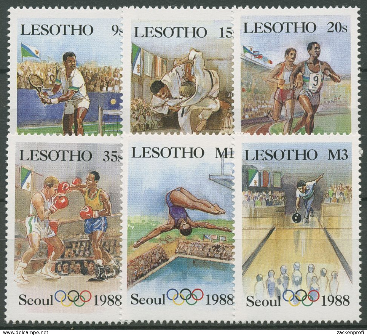 Lesotho 1987 Olympische Spiele Seoul Judo Bowling 622/27 Postfrisch - Lesotho (1966-...)