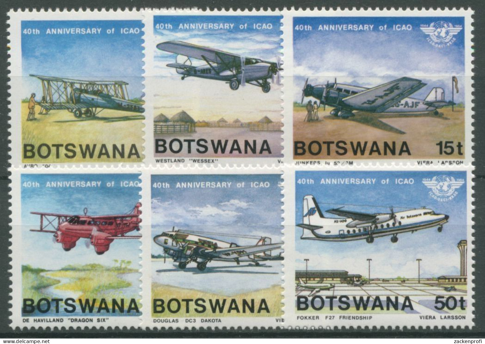 Botswana 1984 Int. Organisation Für Zivilluftfahrt Flugzeuge 345/50 Postfrisch - Botswana (1966-...)