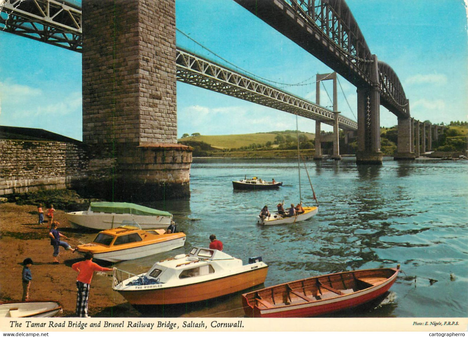 Navigation Sailing Vessels & Boats Themed Postcard Cornwall Tamar Road Bridge Saltash - Veleros