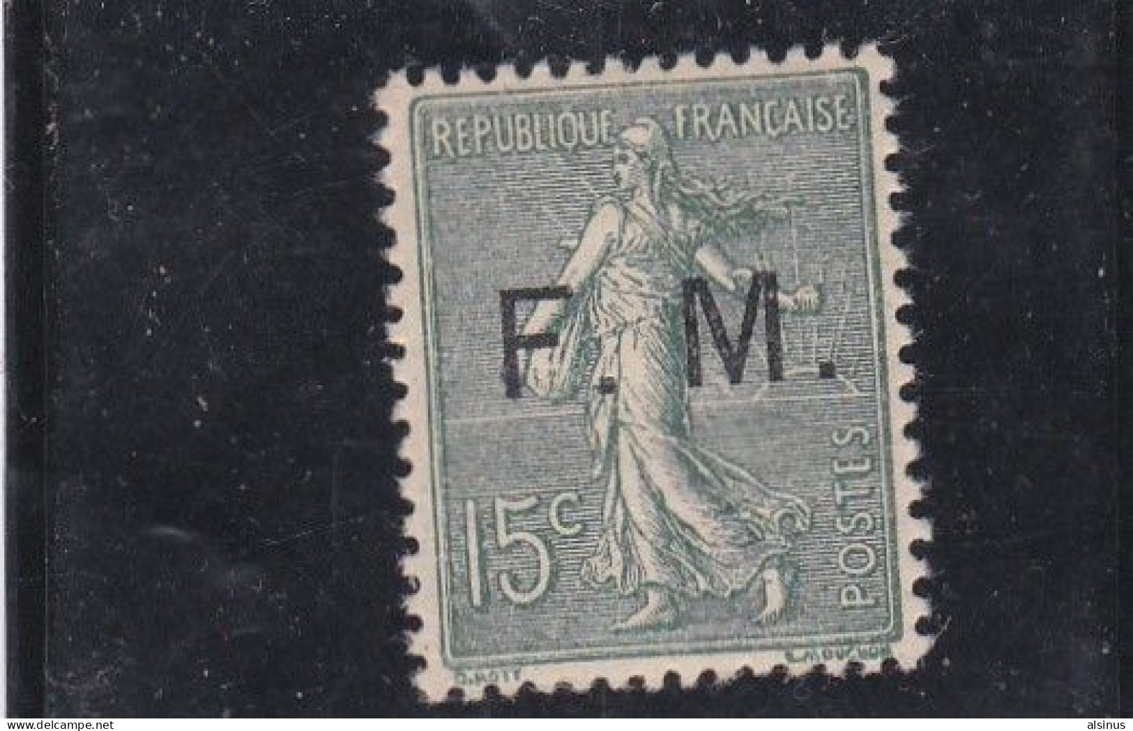 FRANCE - TYPE SEMEUSE  - FM - N° 3 - 15 C VERT-OLIVE - NEUF TRACE DE CHARNIERE - Militaire Zegels