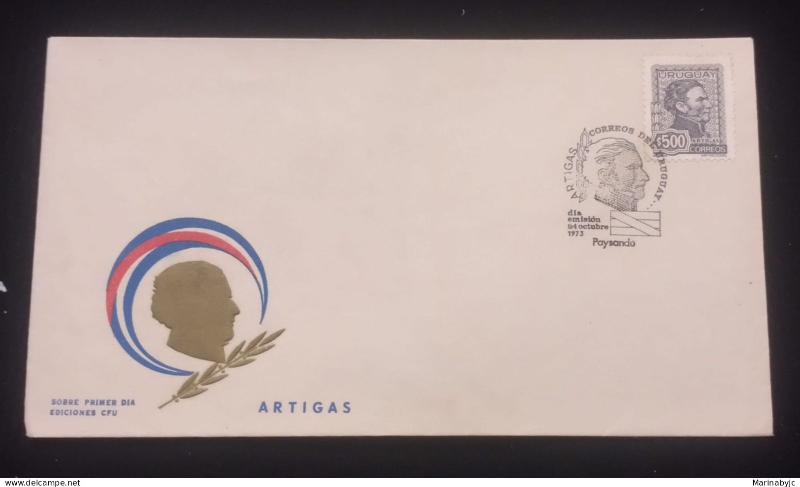 D)1973, URUGUAY, FIRST DAY COVER, ISSUE, GENERAL JOSÉ GERVASIO ARTIGAS, 1764-1850, FDC - Uruguay