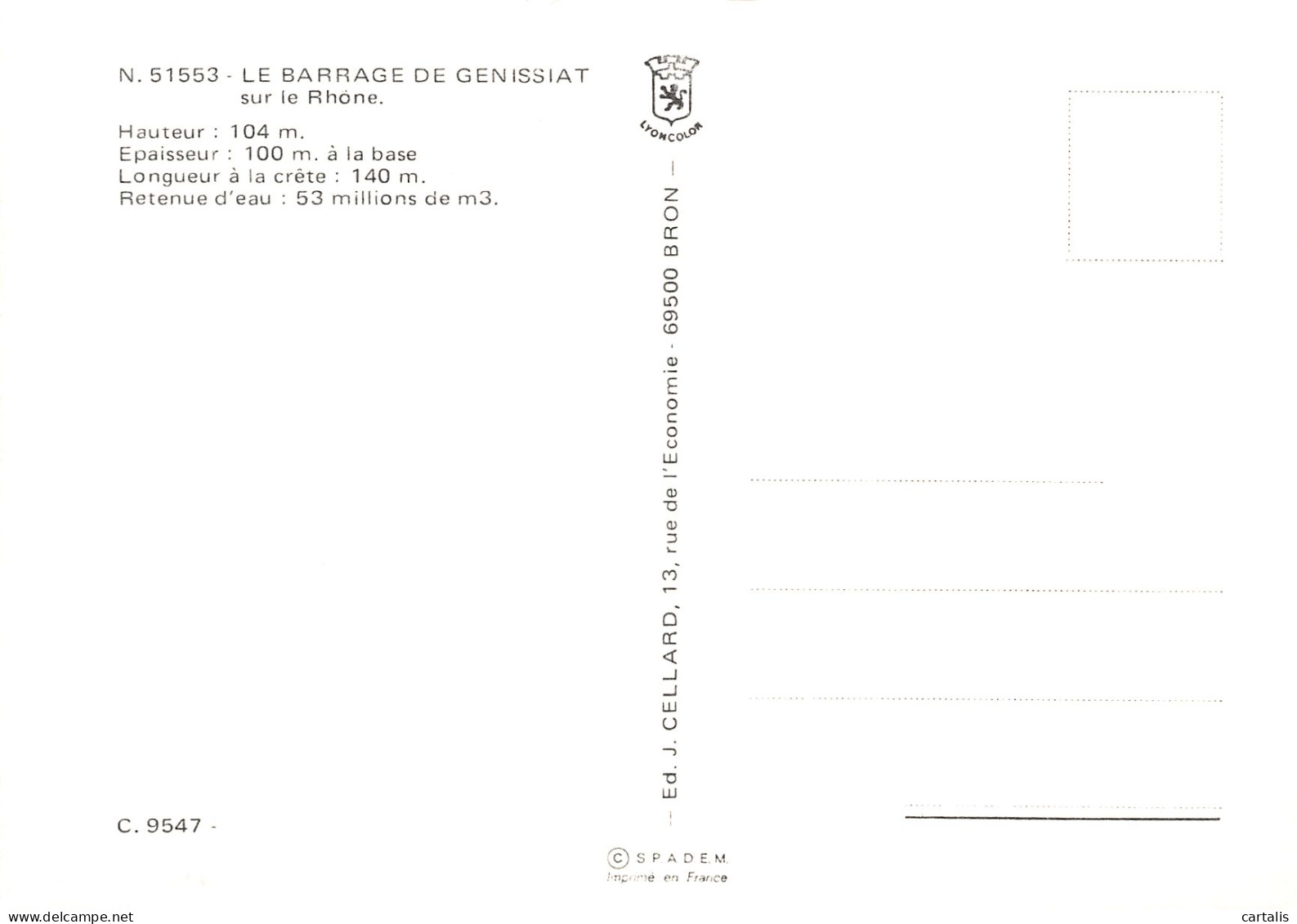 01-BARRAGE DE GENISSIAT-N°3779-A/0085 - Zonder Classificatie