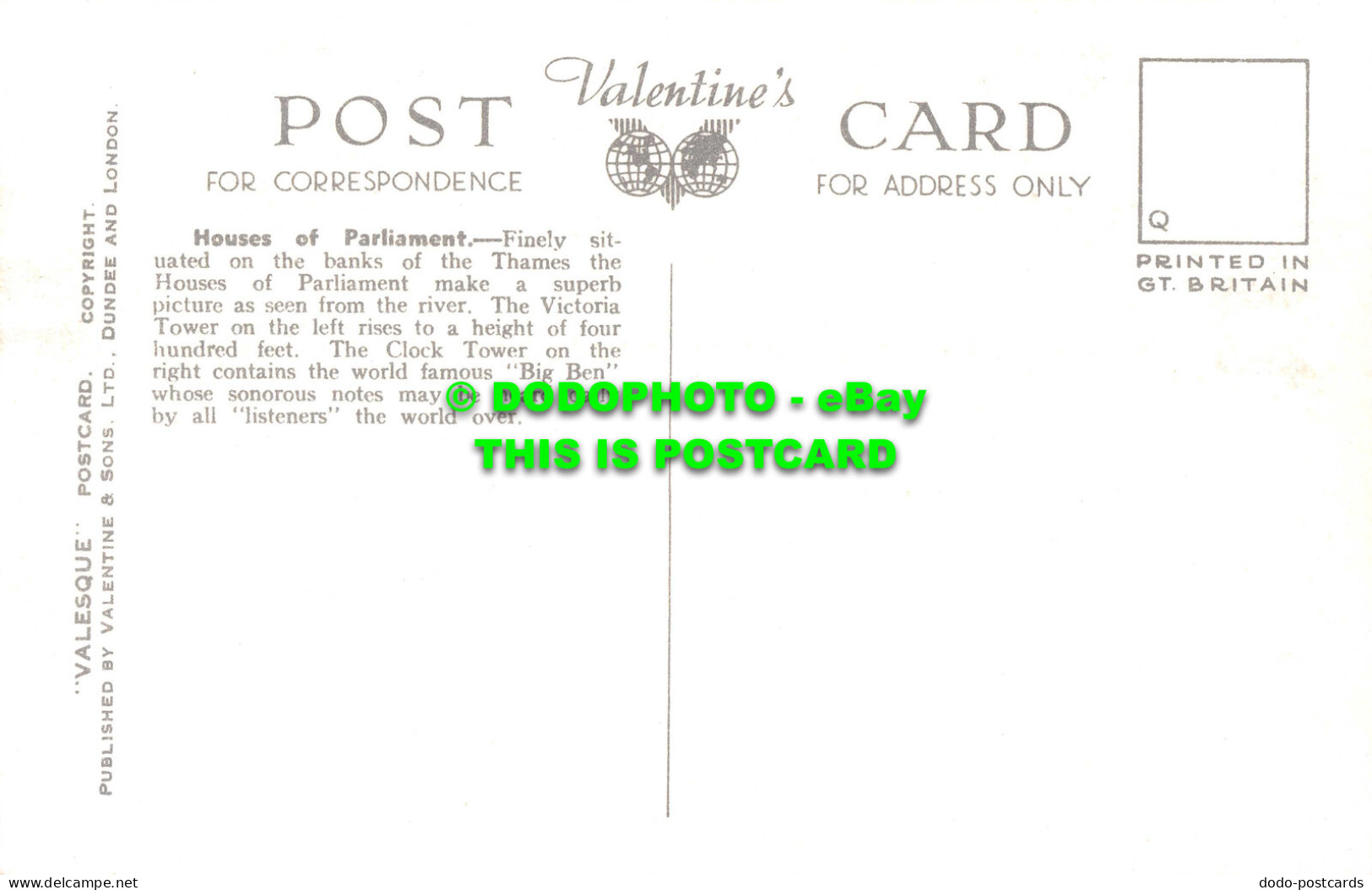 R531708 London. Houses Of Parliament And Westminster Bridge. Valentine. Valesque - Other & Unclassified